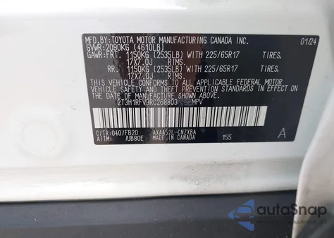 2024 Toyota Rav4 Le from USA, damaged, VIN 2T3H1RFV3RC268803
